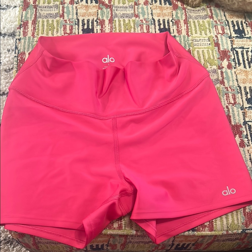 ALO Yoga Pink Athletic Shorts with Drawstring Waistband
